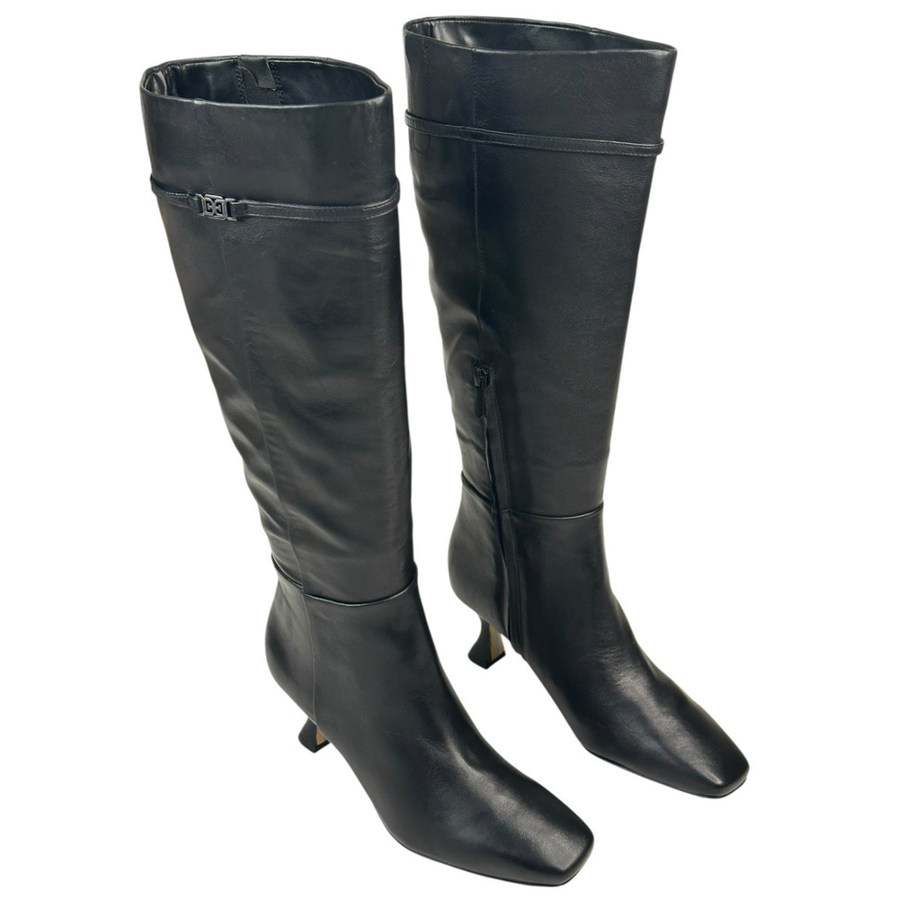Sam Edelman Lyla Knee High Black Leather Boots Womens 7M Wide Calf New $200
